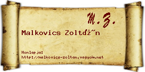 Malkovics Zoltán névjegykártya